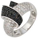 Damen Ring 925 Sterling Silber rhodiniert mit Zirkonia Silberring - 56mm