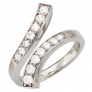 Damen Ring offen 925 Sterling Silber rhodiniert 14 Zirkonia Silberring - 56mm