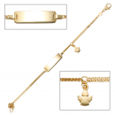Schildband Engel 585 Gold Gelbgold 14 cm Gravur ID Armband Schutzengel Karabiner