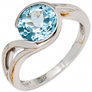 Damen Ring 585 Gold Weißgold 1 Blautopas hellblau blau Weißgoldring - 62mm