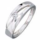 Damen Ring 375 Gold Weißgold 1 Zirkonia Weißgoldring - 60mm
