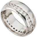 Damen Ring breit 925 Sterling Silber rhodiniert mit Zirkonia rundum Silberring - 58mm