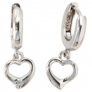 Kinder Creolen Herz 925 Sterling Silber rhodiniert Ohrringe Kinderohrringe