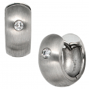 Creolen breit 950 Platin matt 2 Diamanten Brillanten Ohrringe Platinohrringe