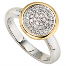 Damen Ring 585 Gold Weißgold Gelbgold bicolor 40 Diamanten Brillanten Goldring - 52mm