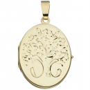 Medaillon oval Blumen 585 Gold Gelbgold Anhänger zum Öffnen