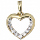 Anhänger Herz 333 Gold Gelbgold bicolor mit Zirkonia Herzanhänger Goldherz