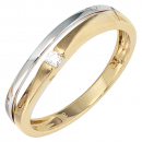 Damen Ring 333 Gold Gelbgold Weißgold teil matt 1 Zirkonia Goldring - 52mm