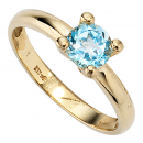 Damen Ring 333 Gold Gelbgold 1 Blautopas hellblau blau Goldring - 50mm