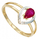 Damen Ring 585 Gold Gelbgold bicolor 1 Rubin rot 3 Diamanten Brillanten - 50mm