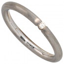 Damen Ring 925 Sterling Silber rhodiniert matt 1 Diamant Brillant Silberring - 60mm