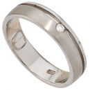 Damen Ring 925 Sterling Silber rhodiniert matt 1 Diamant Brillant Silberring - 50mm