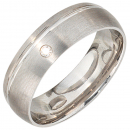 Partner Ring 925 Sterling Silber rhodiniert mattiert 1 Zirkonia Silberring - 50mm