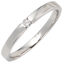 Damen Ring 585 Gold Weißgold 1 Diamant Brillant 0,05ct. Diamantring Weißgoldring - 54mm