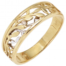 Damen Ring 585 Gold Gelbgold Weißgold bicolor 1 Diamant Brillant 0,02ct. - 62mm