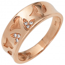 Damen Ring 585 Gold Rotgold 6 Diamanten Brillanten 0,05ct. Rotgoldring - 58mm