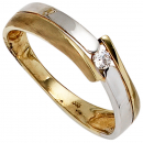 Damen Ring 333 Gold Gelbgold Weißgold teil matt 1 Zirkonia Goldring - 50mm