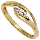 Damen Ring 333 Gold Gelbgold bicolor mit Zirkonia Goldring - 52mm
