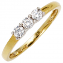 Damen Ring 333 Gold Gelbgold Weißgold bicolor 3 Zirkonia Goldring - 52mm