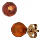Ohrstecker 375 Gold Gelbgold 2 Bernsteine orange Ohrringe Bernsteinohrringe