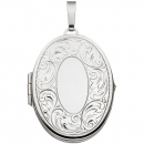 Medaillon oval für 2 Fotos 925 Sterling Silber matt Anhänger zum Öffnen