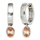 Creolen 925 Silber 2 Zirkonia champagner Ohrringe Silberohrringe Silbercreolen