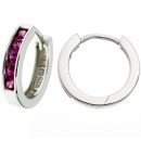 Creolen rund 925 Sterling Silber 10 Zirkonia rot Ohrringe Silbercreolen