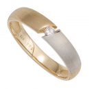 Damen Ring 585 Gold Gelbgold bicolor matt 1 Diamant Brillant 0,05ct. Goldring - 58mm