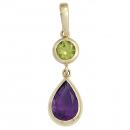 Anhänger 585 Gold Gelbgold 1 Peridot grün 1 Amethyst violett Goldanhänger