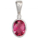 Anhänger oval 585 Gold Weißgold 1 rosa Turmalin 1 Diamant 0,01ct.