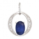 Anhänger 585 Gold Weißgold 1 blauer Safir 2 Diamanten Brillanten Goldanhänger