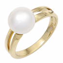 Damen Ring 585 Gold Gelbgold 1 Süßwasser Perle Goldring Perlenring - 60mm