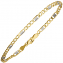 Steg-Panzerarmband 333 Gelbgold bicolor 19 cm Gold Armband Goldarmband Karabiner