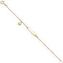 Schildband Herz 585 Gold Gelbgold 14 cm Gravur ID Armband Federring