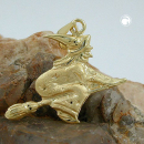 Anhänger 17x19mm Hexe matt-glänzend 9Kt GOLD
