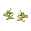 Stecker 8x6mm Clown glänzend farbig lackiert 9Kt GOLD