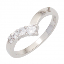 Damen Ring 925 Sterling Silber rhodiniert 4 Zirkonia Silberring - 50mm