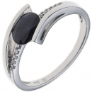 Damen Ring 585 Gold Weißgold 1 Safir blau 10 Diamanten Brillanten Goldring - 54mm