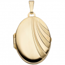 Medaillon oval für 2 Fotos 333 Gold Gelbgold matt Anhänger zum Öffnen
