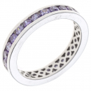Damen Ring 925 Sterling Silber rhodiniert mit Zirkonia lila violett Silberring - 50mm