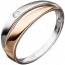 Damen Ring 585 Gold Weißgold Rotgold bicolor 1 Diamant Brillant Diamantring - 58mm