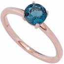Damen Ring 585 Gold Rotgold 1 Blautopas blau London blue Goldring Rotgoldring - 56mm