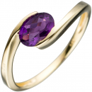 Damen Ring 333 Gold Gelbgold 1 Amethyst lila violett Goldring - 50mm