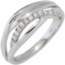 Damen Ring 333 Gold Weißgold mit Zirkonia Weißgoldring - 50mm
