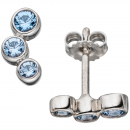 Ohrstecker 925 Sterling Silber rhodiniert 6 Spinelle hellblau blau Ohrringe