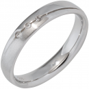 Partner Ring 925 Sterling Silber rhodiniert mattiert 3 Zirkonia Silberring - 50mm