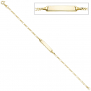Schildband 333 Gold Gelbgold 18,5 cm Gravur ID Armband Federring