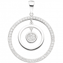 Anhänger rund 925 Sterling Silber rhodiniert mit Zirkonia