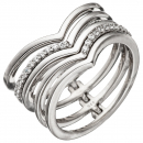 Damen Ring breit mehrreihig 925 Sterling Silber mit Zirkonia Silberring - 52mm