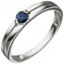 Damen Ring 333 Gold Weißgold 1 Safir blau Weißgoldring Safirring - 50mm
